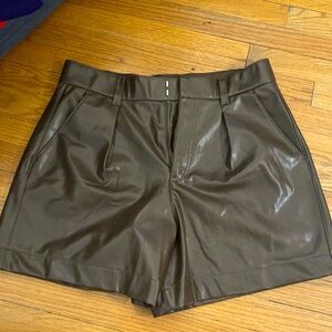 Abercrombie and fitch chocolate brown faux leather shorts size L.
